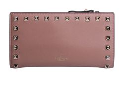 Valentino Rockstud Zip Around Wallet, Leather, Pink, PGN301,3*